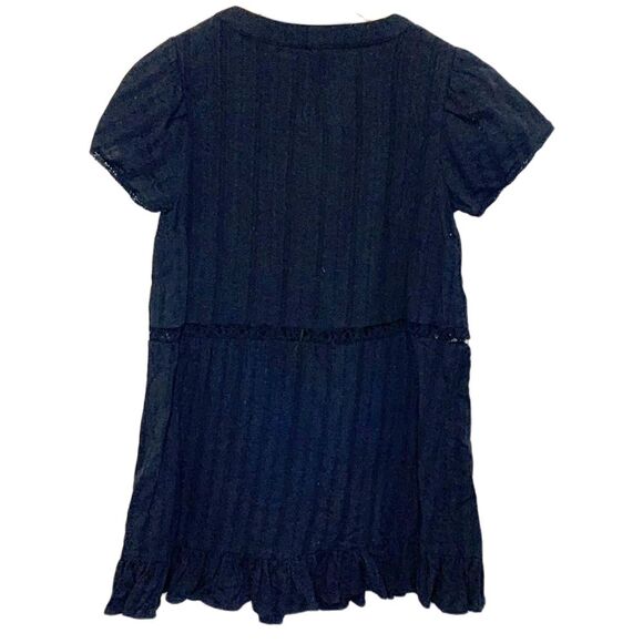 Urban Outfitters Bria Black Eyelet Pleated Short Sleeve Frock Mini Dress Size S - Picture 4 of 15